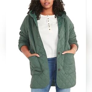 Old Navy Quilted Mid-length Hooded Light Green Utility Jacket Size 3X